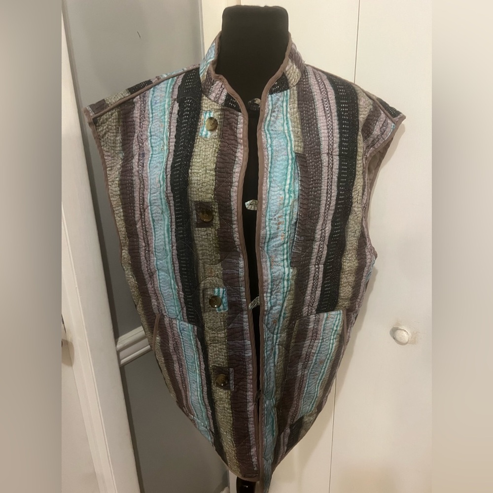 Reclaimed vintage unisex quilted vest in stripe